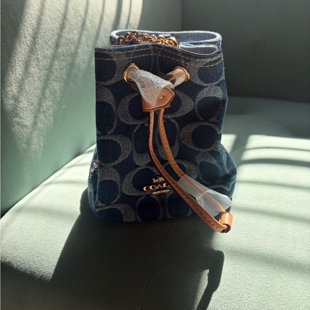 Coach Blue Denim Bucket Wristlet